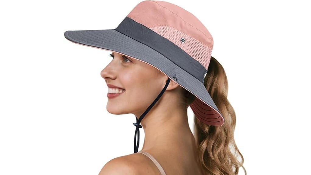 adjustable ponytail sun bucket hat