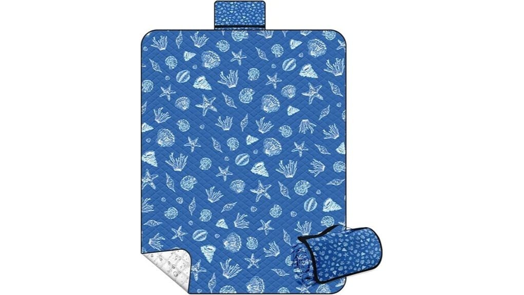 blue seashell waterproof picnic blanket
