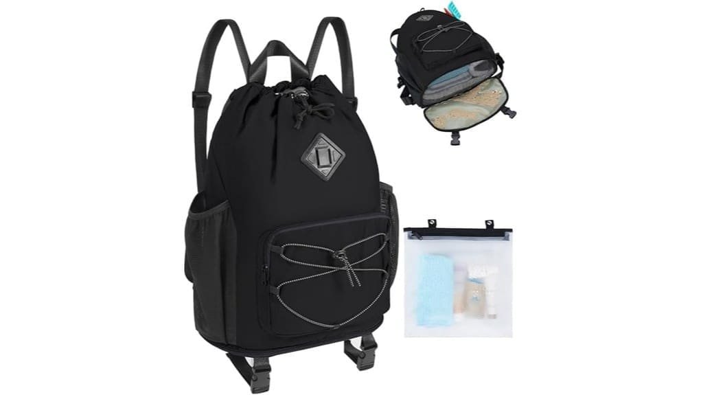 drawstring backpack with wet pocket