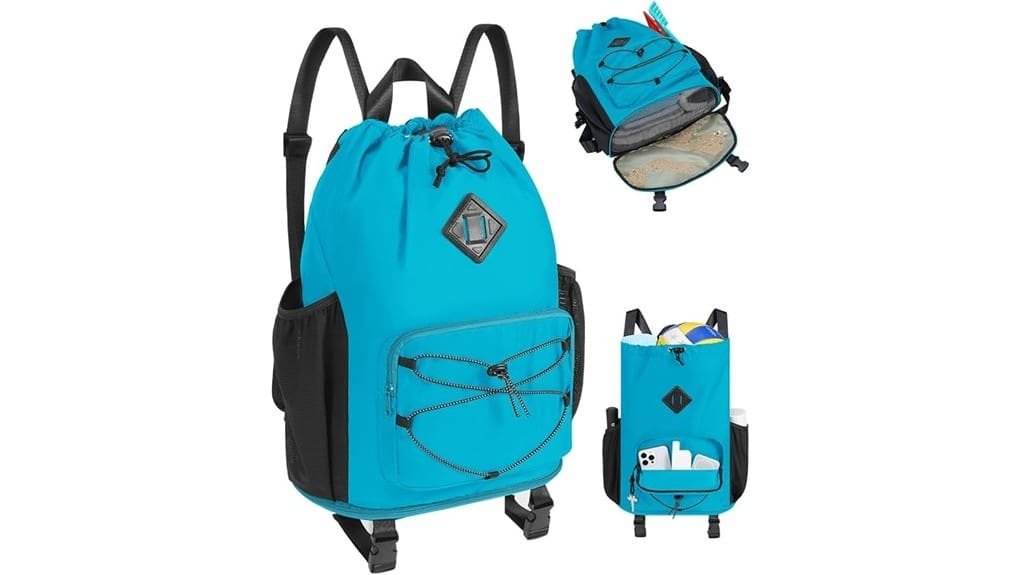 drawstring backpack with wet pocket