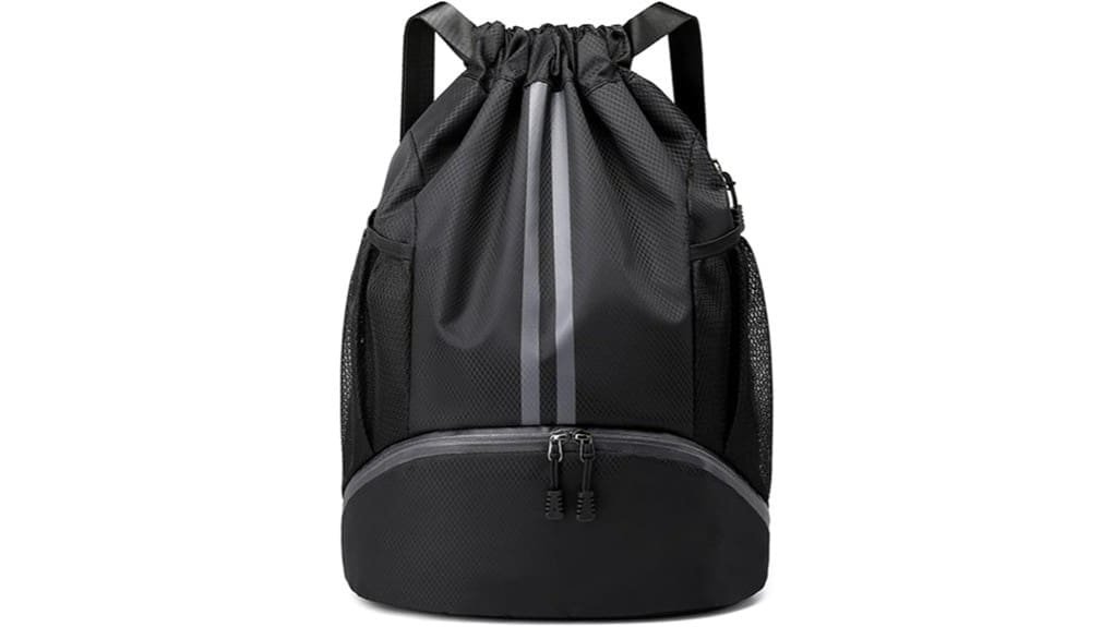 drawstring gym bag with shoe compartment