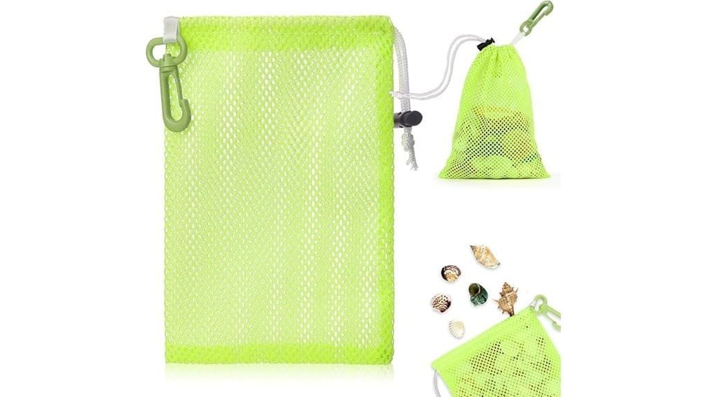 green mesh beach bag