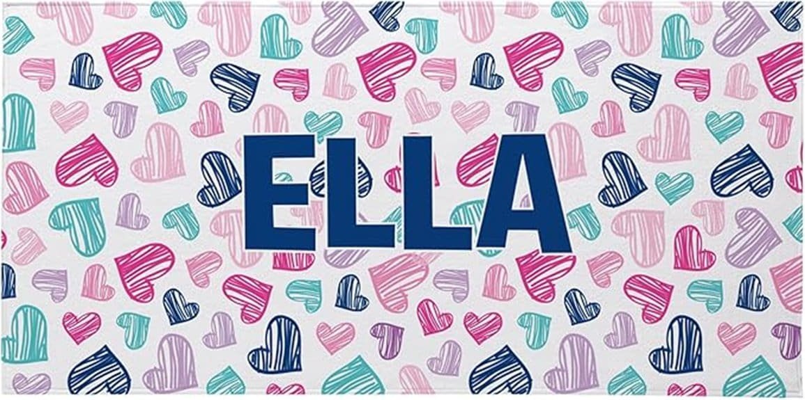 personalized bright hearts beach towel