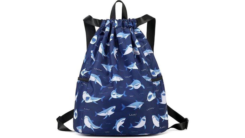 shark print children s drawstring backpack