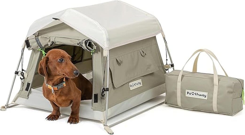 small gray cotton dog tent