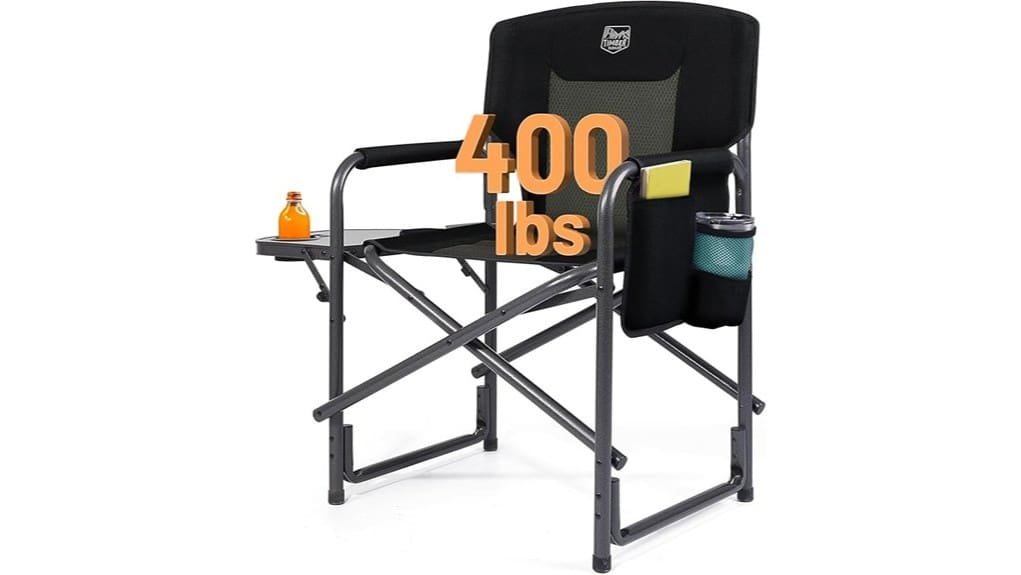 spacious durable aluminum camping chair