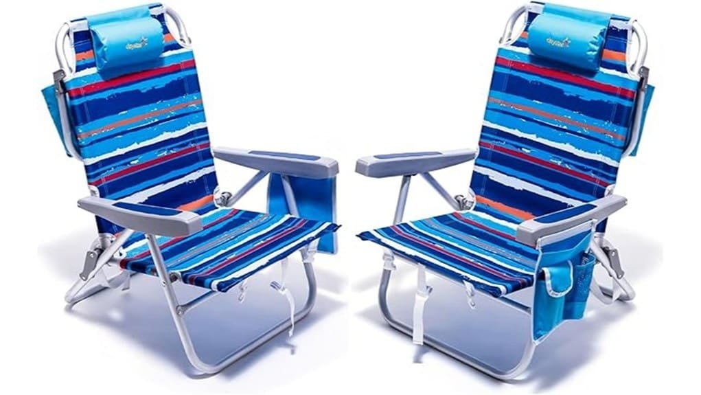 two pack adjustable beach chairs