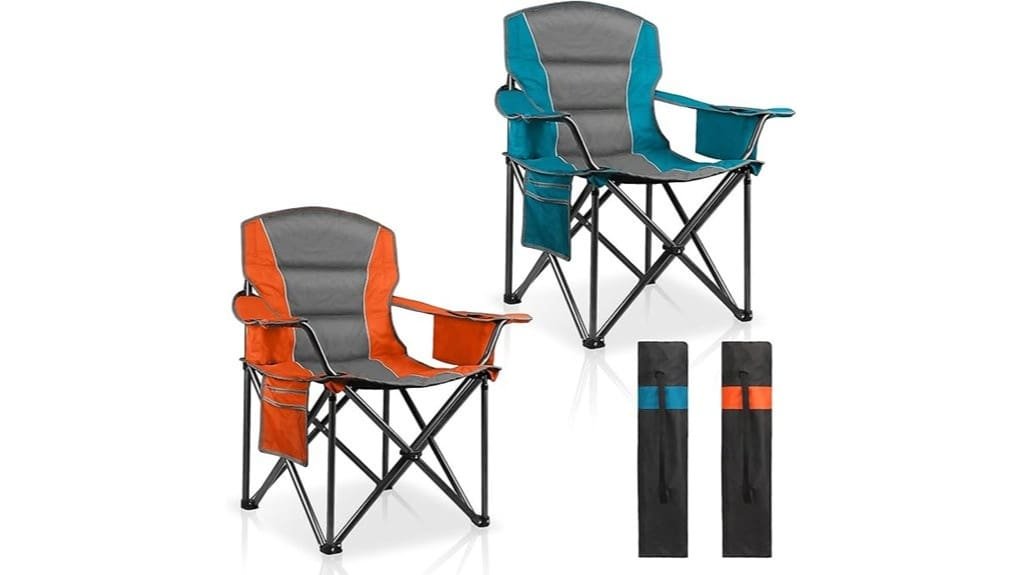 two padded oversized camping chairs
